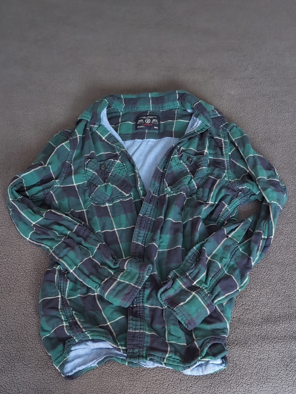 Men's Green & Navy Plaid Lightweight Shirt
